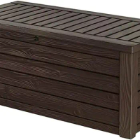 Keter Westwood 150 Gallon Plastic Backyard Outdoor Storage Deck Box for Patio Decor, Furniture Cushions,Espresso