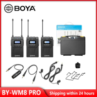BOYA BY WM8 Pro K1 K2 Dual-Channel UHF Wireless Lavalier Lapel Microphone System for Iphone Android Camera Interviews Stage