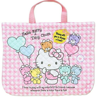 【UNIPRO】日貨 Hello Kitty 凱蒂貓 布面 菱格 縫紉 雙提帶設計 手提包 手提袋 購物袋  三麗鷗正版授權 日本製 KT