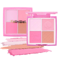FelinWel Blush for Cheeks Matte Powder Blush Palette Long-lasting 4-color for Healthy Glow