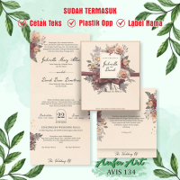 (50 pcs) Cetak Undangan Pernikahan Murah Vintage Unik Lipat 2 A134 Undangan Nikah, khitan bisa COD F