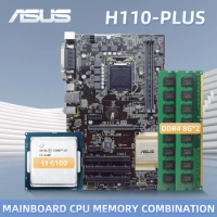Asus H110-PLUS + i3 6100 + 2x DDR4-8G Motherboard and CPU RAM Set LGA 1151 Socket for i5 i7 6400 6500 6600 7400 7500 6700 7700