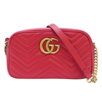 【二手名牌BRAND OFF】GUCCI 古馳【再降價】紅色 GG Marmont 肩背包 447632