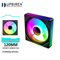 แฟนเคส UPSIREN UF-4 Prism 6 PRO ขนาด 120 มม. 5V 3PIN ซิงโครไนซ์ไฟเมนบอร์ด 4PIN PWM กระจกอินฟินิตี้ 3