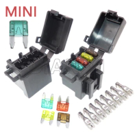 1 Set 4 Way Starter Mini In-line Fuse Holder With Crimp Terminal Small Automobile Fuse Block Assembly Blade Type Fuses Box