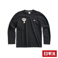 EDWIN 露營系列 篝火印花長袖T恤-男款 黑色
