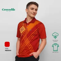 Crocodile DIAMOND 1918 | Kaos Kerah Premium Pria Polo Shirt | Relax fit Merah M