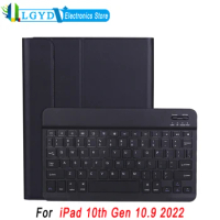 For iPad 10th Gen 10.9 inch 2022 Tablet Protective Case Detachable Wireless Keyboard Leather Cover with Pencil Holder