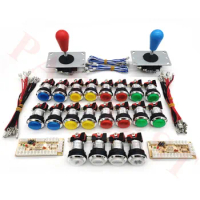 Arcade Joystick DIY Kit Zero Delay Arcade DIY Kit 2 Players Keyboard USB Encoder To PC Arcade Joystick+chrome led Push Buttons