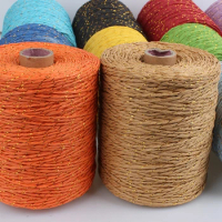 280M Gold Thread Raffia Paper Yarn Luxury Crochet Yarn For DIY Knitting Summer Straw Hat Handbags Cushions Hand Knitting Yarn