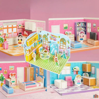 Puzzle Rumah Mini 3D Busa DIY - Kit Konstruksi Rumah 1000 Pecahan, Mainan Pendidikan untuk Meningkat