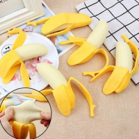 Decompression Banana Toy Elastic Banana, Soft Kawaii Banana Novelty Decompression Toy Interesting Peeled False Banana