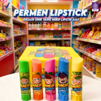 CandyGlow Permen Lipstik Manis 2-in-1 Putar Jadul Rasa Buah Favorit Strawberry Pink Grape Purple Ora