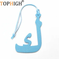 TOPHIGH Newly Original Design Genuine Leather Initial Arabic Letters Tassel For Women Bag's Keychain And Men Backpack Charms