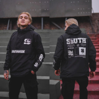 JAKET CAGOULE SOUTH ROBO FULL BLACK SOUTHWEEK - JAKET CAGOULE PARASUT Pria Wanita