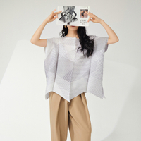 Z9111 One Size (45-75kg) Sanzhai Short Sleeve Pullover Womens Top Striped Irregular Loose Large Size