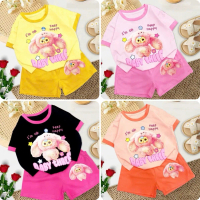 Combo 4 Bộ đồ cộc tay M1 bé gái in hình baby three hottrend 2025 M1 - Sz 10-50kg -  mềm mịn thoáng m