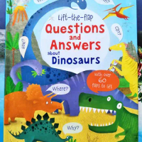 Usborne lift-the-flap Questiones and Answers about dinosaurs English Educational Picture Books Baby kids learning reading gift