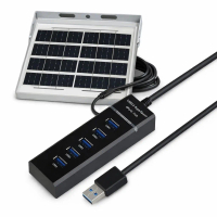 Solar Powered USB Hub 3.0 4 Ports High Speed Splitter Outdoor Charging Expansion Adapter