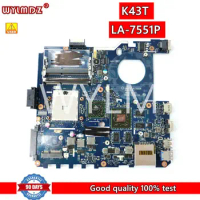 K43T KMainboard For Asus K43TA LA-7551P X43T K43T K43TA Laptop Motherboard MAIN BOARD 100% Tested Working