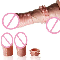 3pcs/set 2pcs penis header sleeve and 1pc reusable cock ring for big dildo penis sleeve