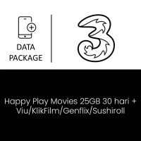 Paket Mobile Data Tri - Happy Play Movies 25GB 30 hari + Viu/KlikFilm/Genflix/Sushiroll