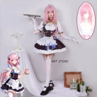 Elysia Cosplay Game Honkai Impact 3rd Elysia Cosplay Costume Wig Maid Dress Full Set Outfits for Women Halloween Party Clothes