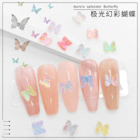 40PCS 3D Aurora Acrylic Butterfly Nail Art Charms Parts Kawaii Accessories For Nails Decoration Supplies Manicure Materials S