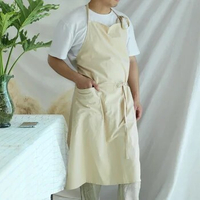 Apron Waterproof Halter Cotton Japan Style Brief Household Kitchen Restaurant Baking Food Working Clothes