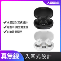 【ASKMii 艾斯迷】M1入耳式真無線觸控藍牙耳機(配戴舒適/雙主機/LED顯示)