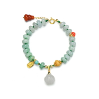 【巴黎精品】翡翠手鍊玉石手串-9mm南紅南瓜福牌女飾品a1ha8