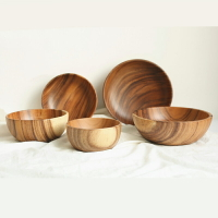 日式相思木整木碗飯碗家用無漆網紅沙拉碗和面盆深夜食堂面碗湯碗