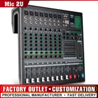 10 Channel Mixer Professional Audio Console +48V Phantom Power 16 DSP Effects Bluetooth USB Computer Play For Stage Performance