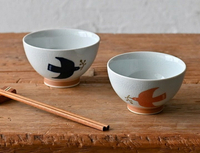 日本製海鷗夫妻碗《波佐見燒 夫妻茶碗 飯碗  茶碗  新婚 喬遷 日本製飯碗 可微波機洗 》
