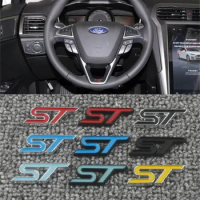 3D Metal ST RS Emblem Car Steering Wheel Badge Sticker Decals for Ford Focus X 2 3 4 Fiesta Kuga Escape Mondeo Vignale Puma