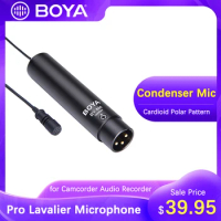 BOYA BY-M4C Professional Clip-On Lavalier Cardioid Condenser Microphone for Sony Panasonic Camcorder Audio Recorder Video Mic
