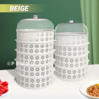 Rak Tudung Saji 4 Susun Portable Rantang 3 Susun Makanan Food Rack Storage  Hijau Dan Putih