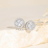 Eclat & Garnet - CHELSEA MARQUISE HALO EARRINGS Perhiasan Zircon Premium Rhodium Gold Plating Akseso