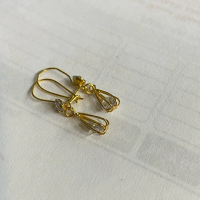 anting perak asli cap 925 model anting kait mata putih sepuhan emas 24k warna kuning