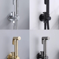 Wall Mounted Toilet Shower Bidet Sprayer Set Chrome/Black/Gold/Gun Metal Grey for Bathroom Spring PVC SS Hose