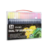 36 Colors Art Markers Set Dual Tip Brush Highlighters, Coloring Markers Fine Point Kids Artist Drawing Paintings gifl