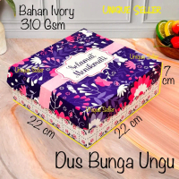 [Isi10] Dus Nasi 22x22x7 cm R11 R10b Ivory Bunga Ungu Dus Box Kotak Roti Kue Puding Nasi Berkat Haja