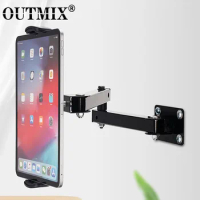 Wall Mount Tablet Stand Long Arm Stretchable Cell Phone Wall Holder Adjustable Metal Wall iPad Stand