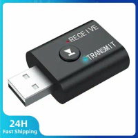 TR6 Bluetooth 5.0 Adapter Transmitter Receiver 2 IN 1 Wireless Audio 3.5mm USB Aux Adapter BT Transmitter For Car Speaker PC TV