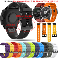 26 22mm Silicone Watchbands Wrist Smart Watch Straps For Garmin Fenix 7 7X 6X 6 Pro 5X 5 3HR 935 Quick Release Easy Fit Bracelet