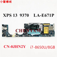 LA-E671P i7-8650U/8GB RAM FOR Dell XPS 13 9370 Laptop Notebook Motherboard CN-0JHN2Y JHN2Y Mainboard 100% Tested