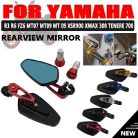 For YAMAHA R3 R6 FZ6 MT07 MT09 MT 09 XSR900 XMAX 300 Tenere 700 Motorcycle Rear View Mirror Side Mirrors Bar End Rearview Mirror