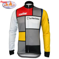 LA VIE CLAIRE Retro Winter Fleece Cycling Jersey Team Bike Clothing Road Bicycle Wear Shirts Long Sleeve Thin