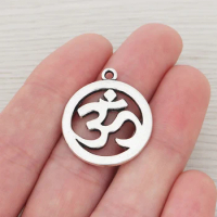 5 x Tibetan Silver 2 Sided OHM AUM YOGA SYMBOL Charms Pendants for DIY Necklace Jewelry Making Findings Accessories