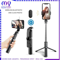 Tripod Bluetooth Selfie Stick LED Flash Tongsis Kamera Expandable